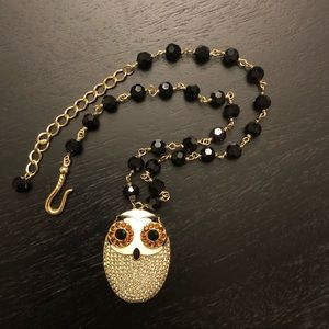 Akkad wise owl sparkling-pave set necklace